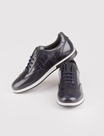 Mevsimlik Hakiki Deri Lacivert Bağcıklı Erkek Günlük Ayakkabı