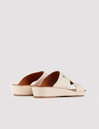 Hakiki Deri Bej Erkek Terlik