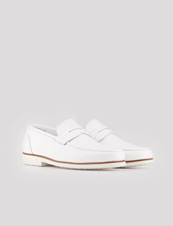 Cabani Hakiki Deri Beyaz Erkek Klasik Günlük Ayakkabı