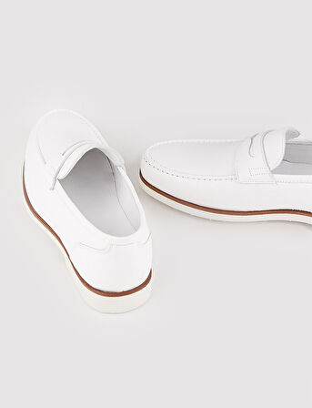 Cabani Hakiki Deri Beyaz Erkek Klasik Günlük Ayakkabı