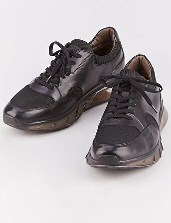 Hakiki Deri Light Tpu Taban Siyah Erkek Bağcıklı Sneaker Spor Ayakkabı