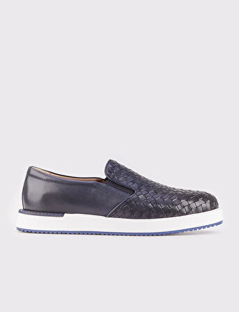 Hakiki Deri Lacivert Eva Tabanlı Erkek Günlük Ayakkabı