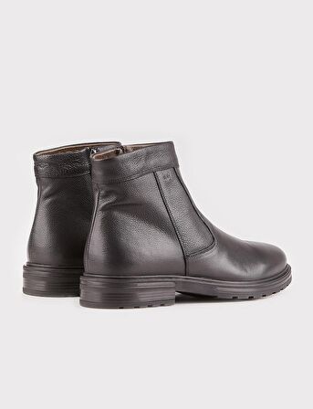 Erkek Hakiki Deri Siyah Fermuarlı Günlük Bot