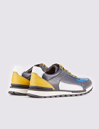 Hakiki Deri Gri Bağcıklı Erkek Spor Ayakkabı