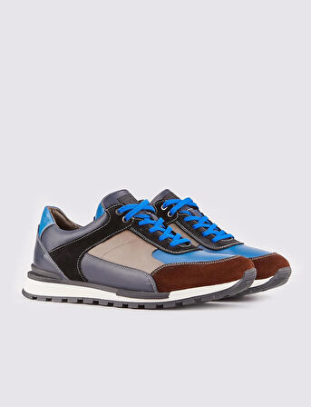 Light Termo Tabanlı Hakiki Deri Lacivert Bağcıklı Erkek Spor Ayakkabı