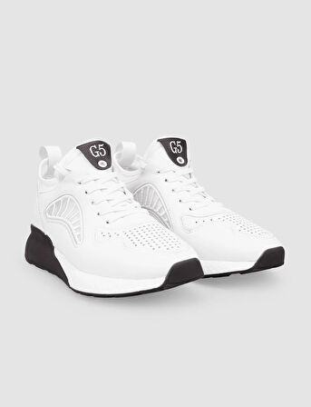 Guja Hakiki Deri Beyaz Bağcıklı Erkek Spor Ayakkabı