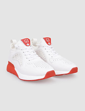 Guja Kırmızı Tabanlı Beyaz Bağcıklı Erkek Spor Ayakkabı