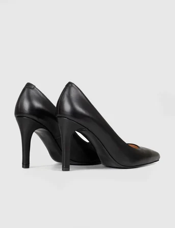Hakiki Deri Siyah Kadın İnce Topuklu Stiletto
