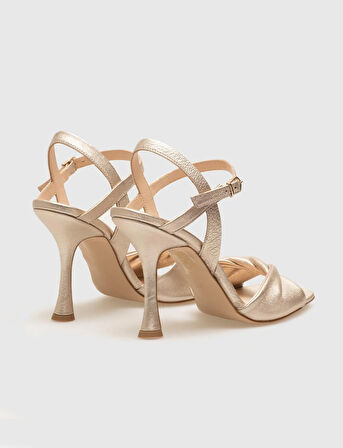 Cabani Hakiki Deri Dore Tokalı Kadın Topuklu Ayakkabı