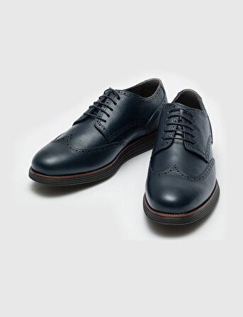 Hakiki Deri Lacivert Bağcıklı Erkek Günlük Ayakkabı