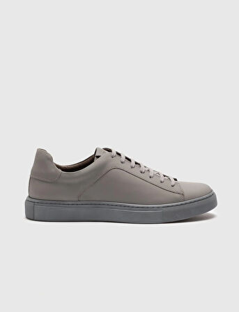 Hakiki Deri Gri Bağcıklı Erkek Sneaker Ayakkabı