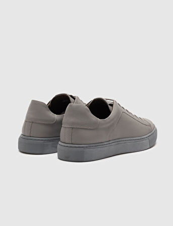 Hakiki Deri Gri Bağcıklı Erkek Sneaker Ayakkabı