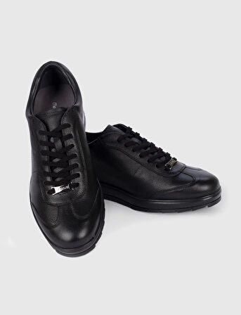 Light Termo Tabanlı Hakiki Deri Siyah Bağcıklı Erkek Günlük Ayakkabı