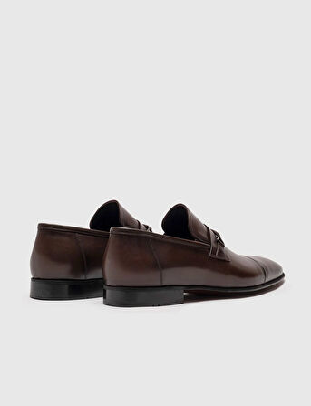 Neolit Tabanlı Hakiki Deri Kahverengi Tokalı Erkek Klasik Ayakkabı