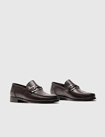 Hakiki Deri Kahverengi Tokalı Erkek Klasik Ayakkabı