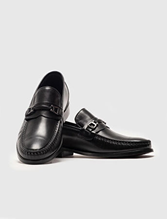 Hakiki Deri Siyah Tokalı Erkek Klasik Ayakkabı
