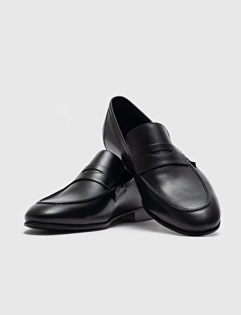 Hakiki Deri Siyah Kemerli Erkek Klasik Ayakkabı