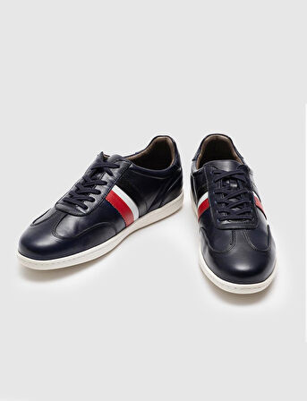 Hakiki Deri Lacivert Bağcıklı Erkek Spor Ayakkabı