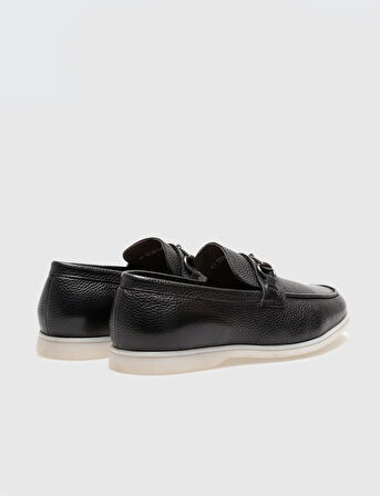 Hakiki Deri Siyah Tokalı Erkek Loafer