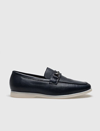 Hakiki Deri Lacivert Tokalı Erkek Loafer