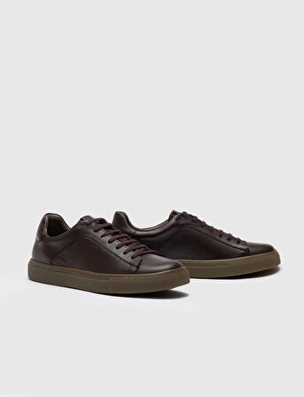 Hakiki Deri Kahverengi Bağcıklı Erkek Spor Ayakkabı