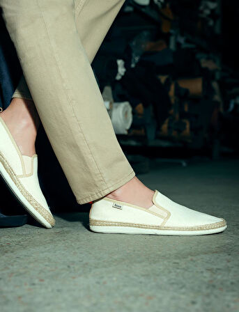 Bej Hasır Detaylı Erkek Espadril
