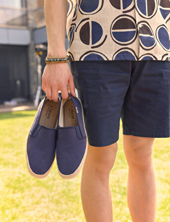 Cabani Lacivert Hasır Detaylı Erkek Espadril