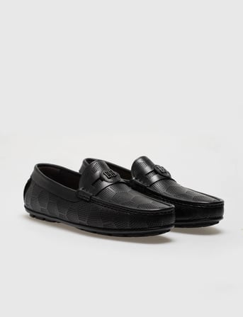 Hakiki Deri Siyah Desenli Tokalı Erkek Loafer