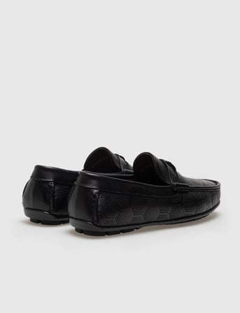 Hakiki Deri Siyah Desenli Tokalı Erkek Loafer