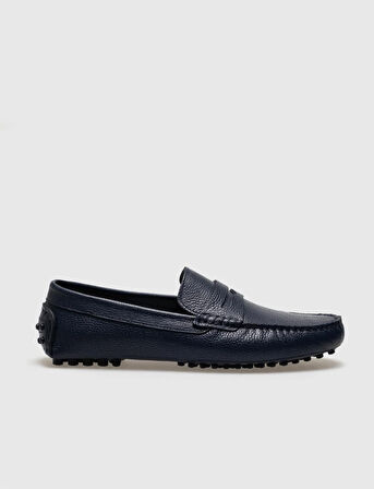 Hakiki Deri Lacivert Kemerli Erkek Loafer