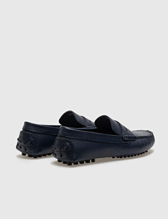 Hakiki Deri Lacivert Kemerli Erkek Loafer