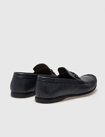Hakiki Deri Lacivert Tokalı Erkek Loafer