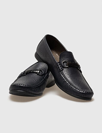 Hakiki Deri Lacivert Tokalı Erkek Loafer