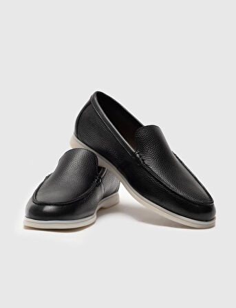 Hakiki Deri Siyah Erkek Günlük Ayakkabı