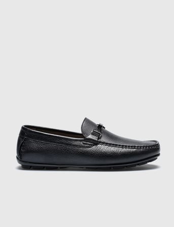 Hakiki Deri Siyah Tokalı Erkek Loafer