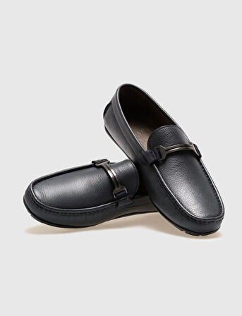 Hakiki Deri Lacivert Tokalı Erkek Loafer
