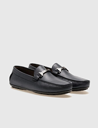 Hakiki Deri Lacivert Tokalı Erkek Loafer