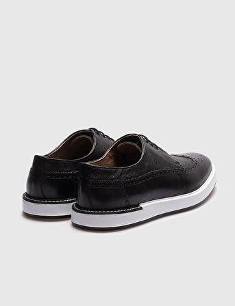 Hakiki Deri Siyah Bağcıklı Erkek Günlük Ayakkabı