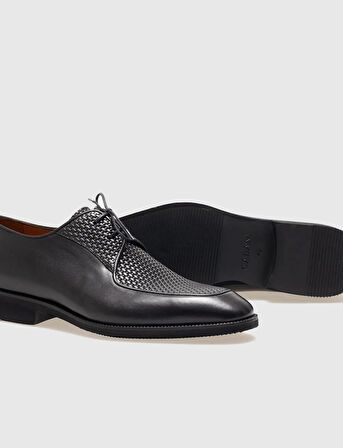 Hakiki Deri Siyah Bağcıklı Erkek Klasik Ayakkabı