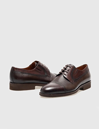 Hakiki Deri Kahverengi Bağcıklı Erkek Klasik Ayakkabı