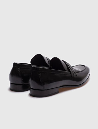 Hakiki Deri Siyah Kemerli Erkek Klasik Ayakkabı