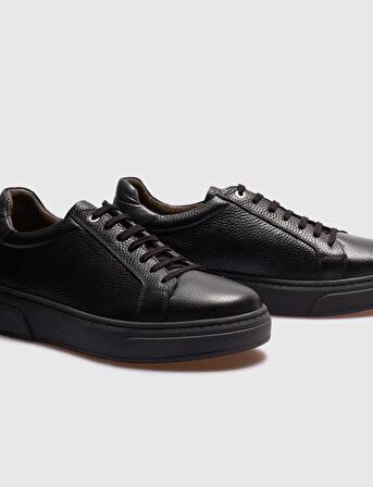 Hakiki Deri Siyah Bağcıklı Erkek Günlük Ayakkabı