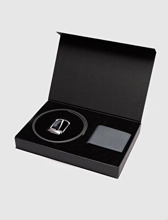 Hakiki Deri Lacivert Erkek Kemer Cüzdan Seti