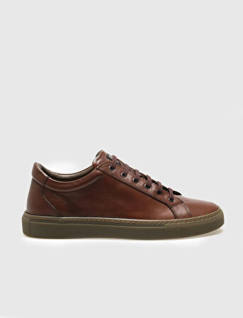 Hakiki Deri Taba Bağcıklı Erkek Sneaker