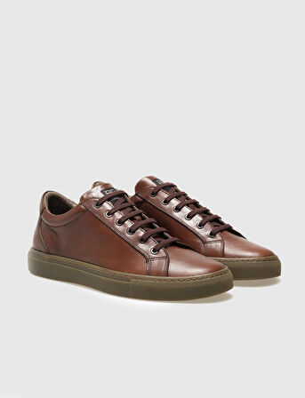 Hakiki Deri Taba Bağcıklı Erkek Sneaker