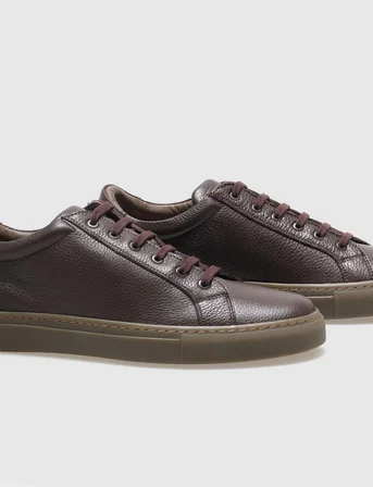 Hakiki Deri Kahverengi Bağcıklı Erkek Sneaker