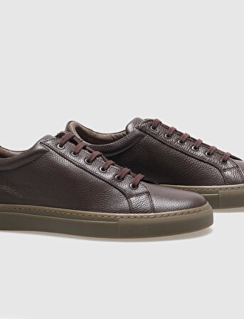 Hakiki Deri Kahverengi Bağcıklı Erkek Sneaker