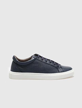 Hakiki Deri Lacivert Bağcıklı Erkek Sneaker