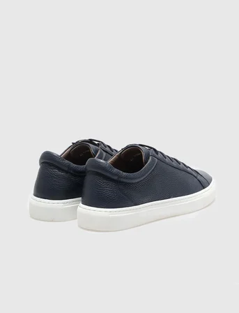 Hakiki Deri Lacivert Bağcıklı Erkek Sneaker
