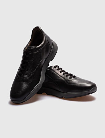 Hakiki Deri Siyah Bağcıklı Erkek Günlük Ayakkabı